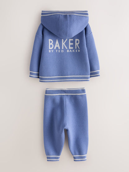 Baker by Ted Baker Blue 3 Piece Textured Knitted Zip Through Grey T-Shirt and Joggers Set - image 10