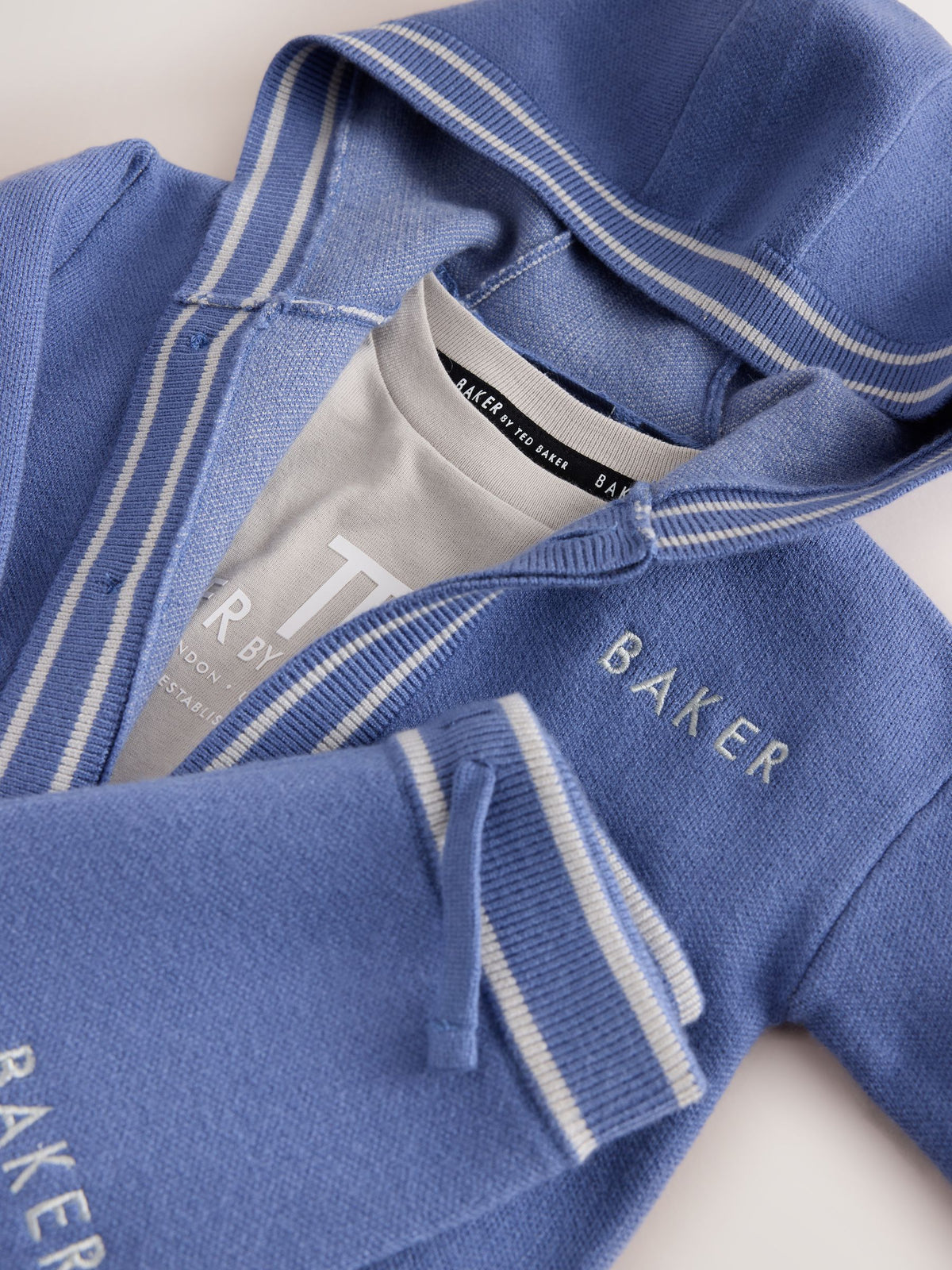Baker by Ted Baker Blue 3 Piece Textured Knitted Zip Through Grey T-Shirt and Joggers Set - image 13