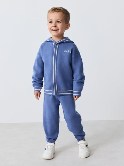 Baker by Ted Baker Blue 3 Piece Textured Knitted Zip Through Grey T-Shirt and Joggers Set - image 2