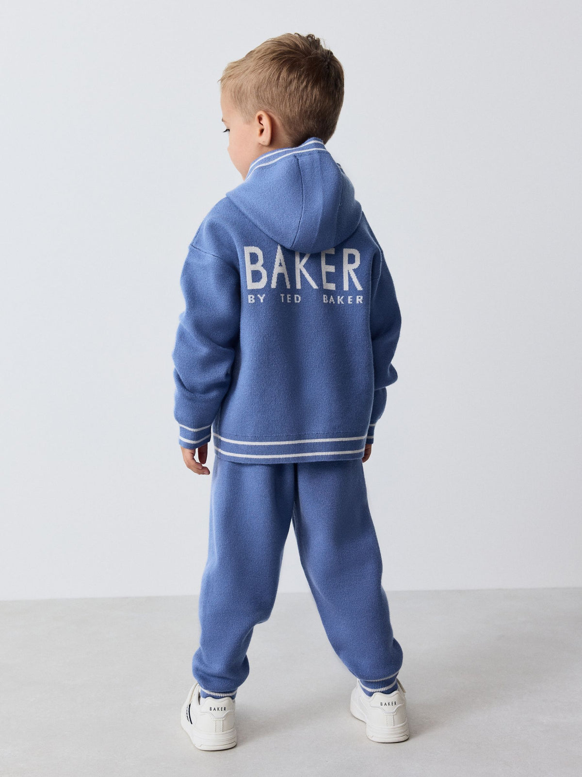 Baker by Ted Baker Blue 3 Piece Textured Knitted Zip Through Grey T-Shirt and Joggers Set - image 3