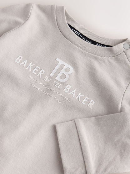 Baker by Ted Baker Blue 3 Piece Textured Knitted Zip Through Grey T-Shirt and Joggers Set - image 7