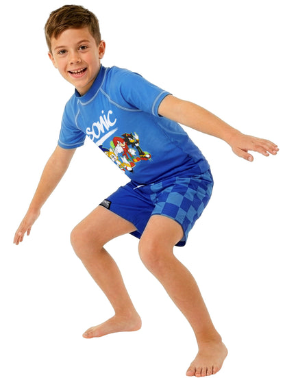 Character Blue Sonic The Hedgehog Rash Guard And Swim Shorts image 5