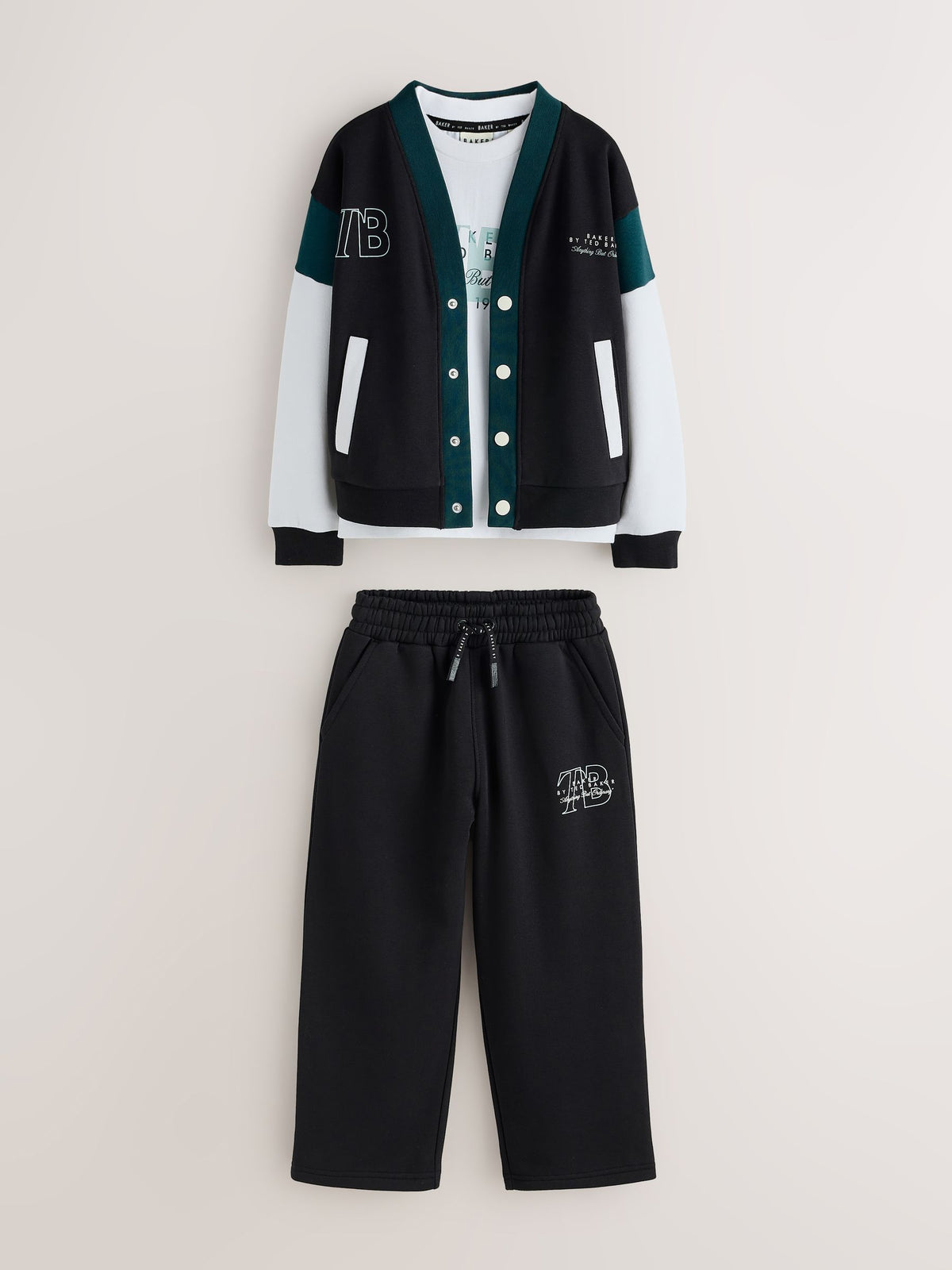 Baker by Ted Baker Navy Varsity Cardigan T-Shirt and Wide Leg Joggers Set 3 Piece - image 10