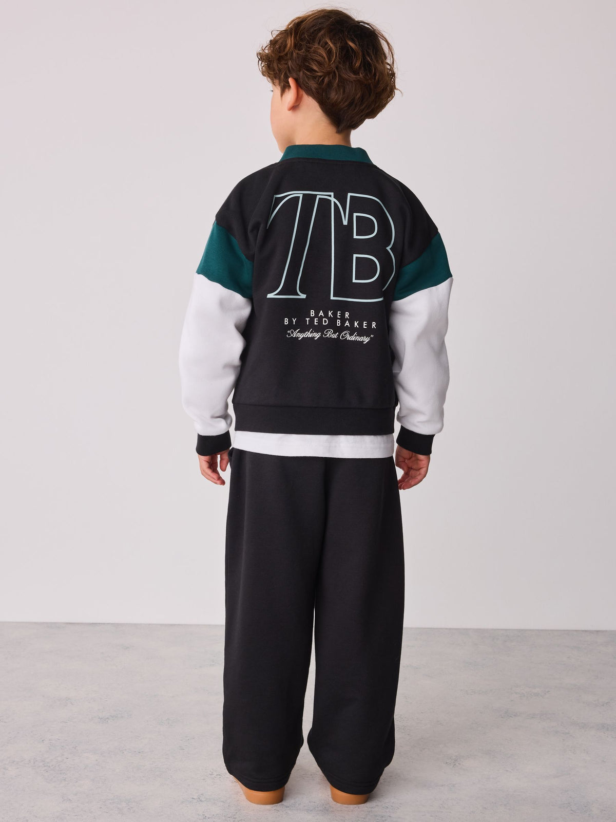 Baker by Ted Baker Navy Varsity Cardigan T-Shirt and Wide Leg Joggers Set 3 Piece - image 4
