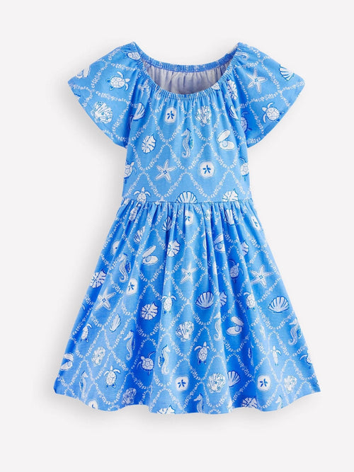 Boden Blue Flutter Sleeve Twirly Dress image 1