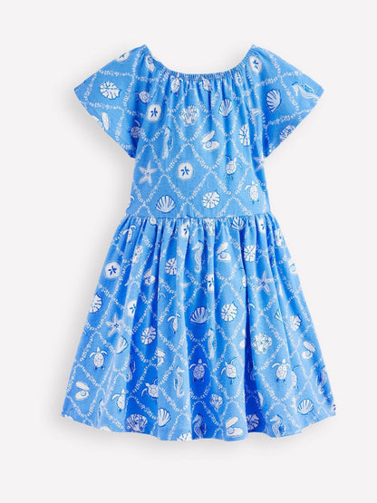 Boden Blue Flutter Sleeve Twirly Dress image 2