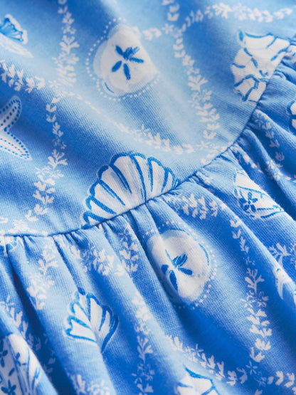 Boden Blue Flutter Sleeve Twirly Dress image 3