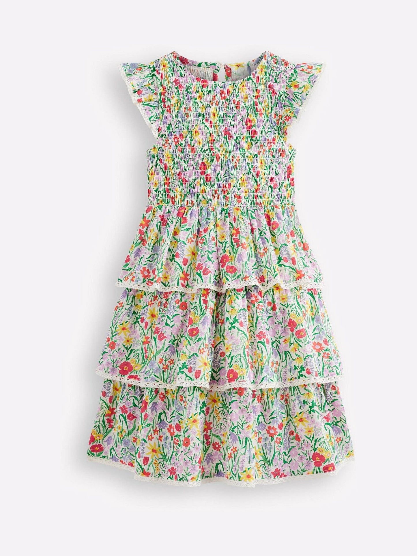 Boden Yellow Tiered Lace Woven Dress image 2