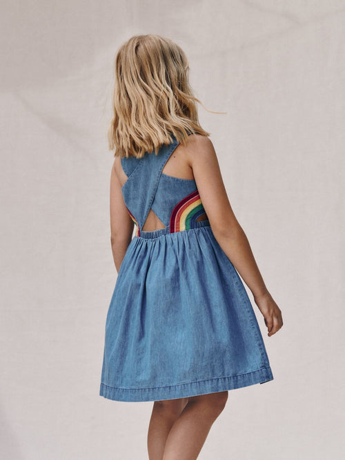 Boden Blue Rainbow Cross Back Dress image 1