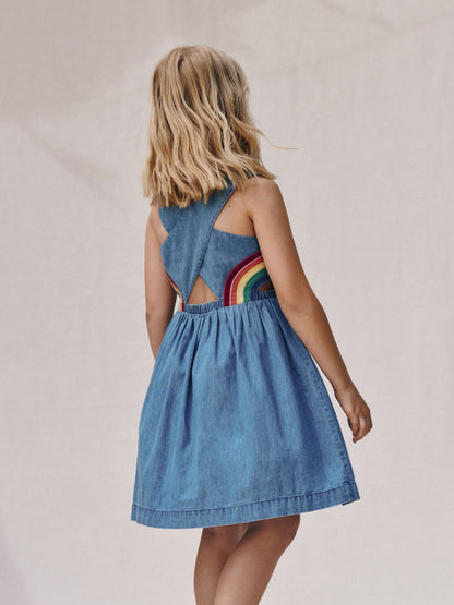 Boden Blue Rainbow Cross Back Dress image 1