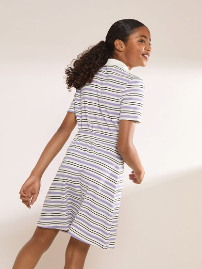 Dsiney Kidz - Lipsy White/Purple Stripe Jersey Collar Dress (5-16yrs) image 5