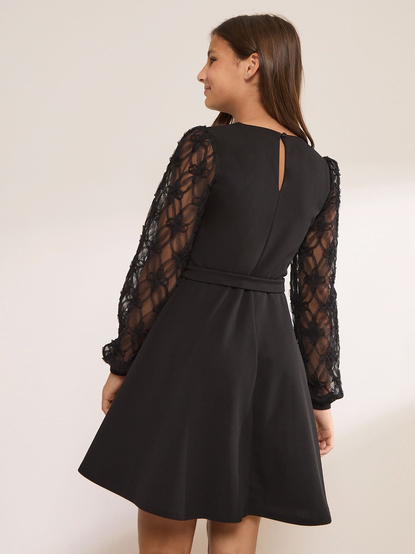 Dsiney Kidz - Lipsy Black 3D Floral Sleeve Dress (5-16yrs) image 5