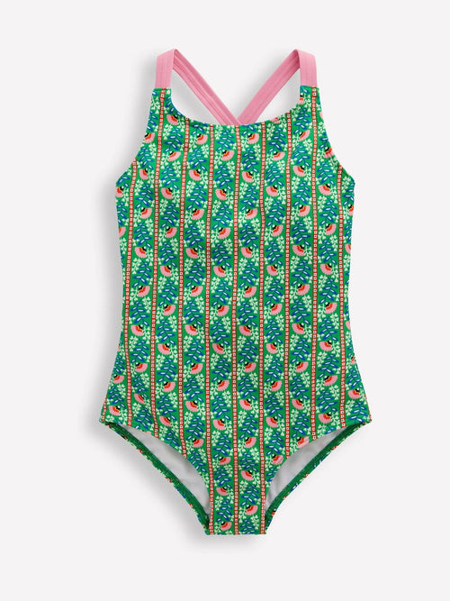 Dsiney Kidz - Boden Green Cross-back Printed Swimsuit image 1