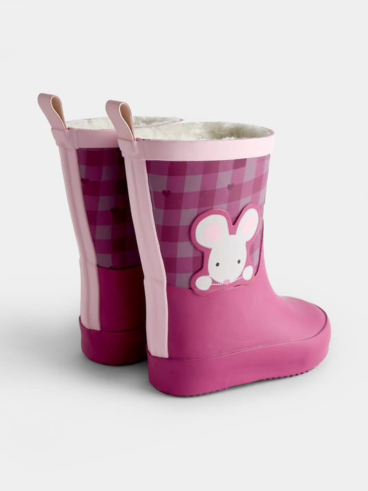 Dsiney Kidz - JoJo Maman Bébé Berry Gingham Mouse Cosy Lined Wellies image 2