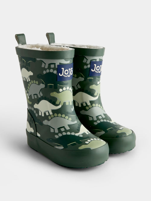 Dsiney Kidz - JoJo Maman Bébé Green Dinosaur Cosy Lined Wellies image 1