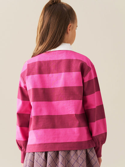 Dsiney Kidz - Angel & Rocket Pink Marlie Jewelled Stripe Rugby Top image 2
