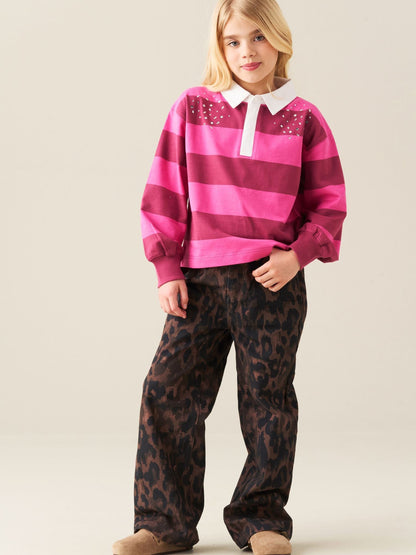 Dsiney Kidz - Angel & Rocket Pink Marlie Jewelled Stripe Rugby Top image 3