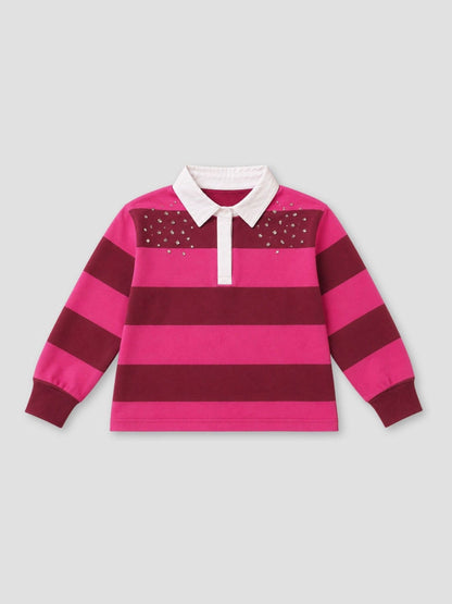 Dsiney Kidz - Angel & Rocket Pink Marlie Jewelled Stripe Rugby Top image 5