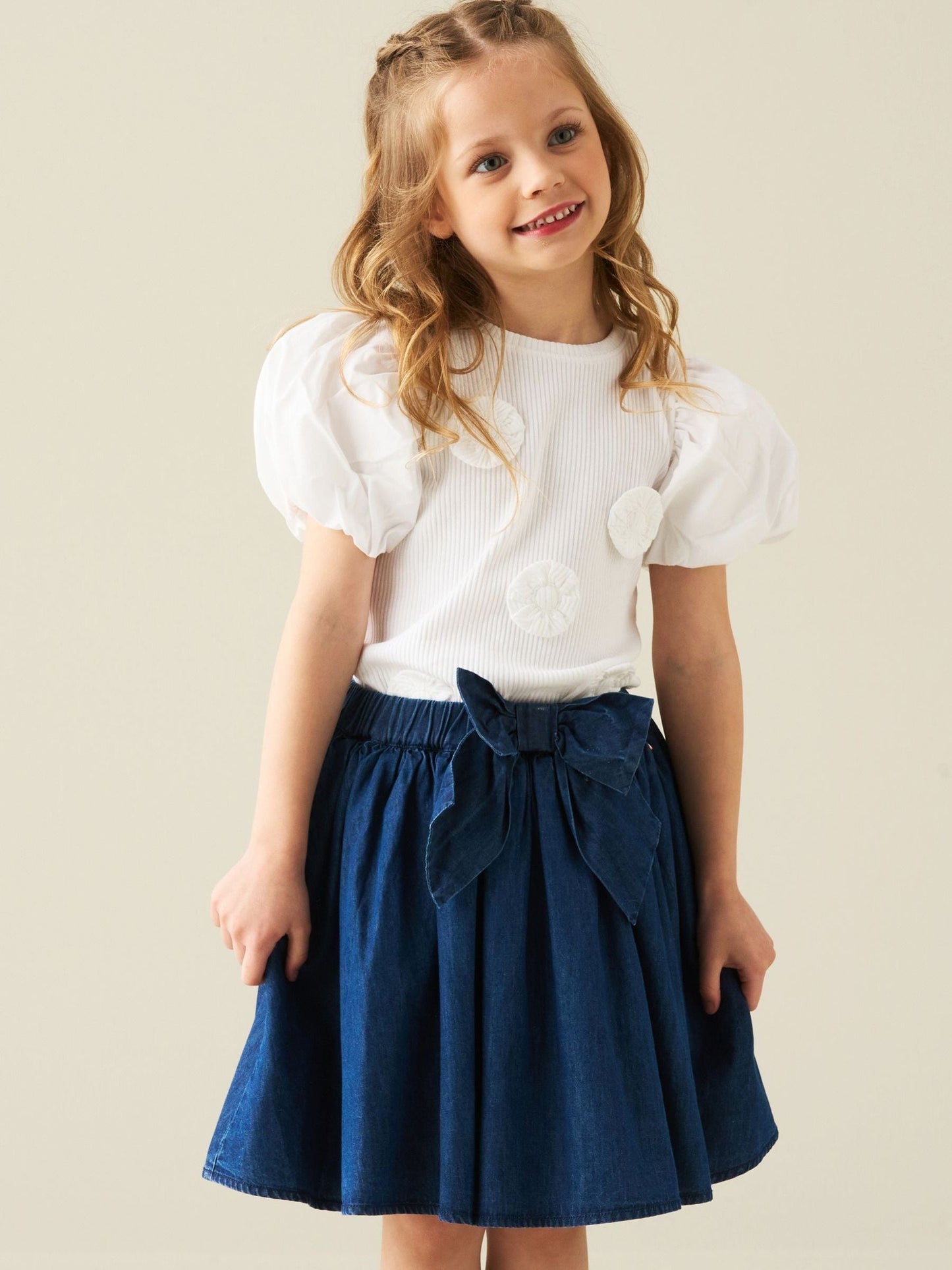 Dsiney Kidz - Angel & Rocket White Agatha Rib Puff Sleeve T-Shirt image 1