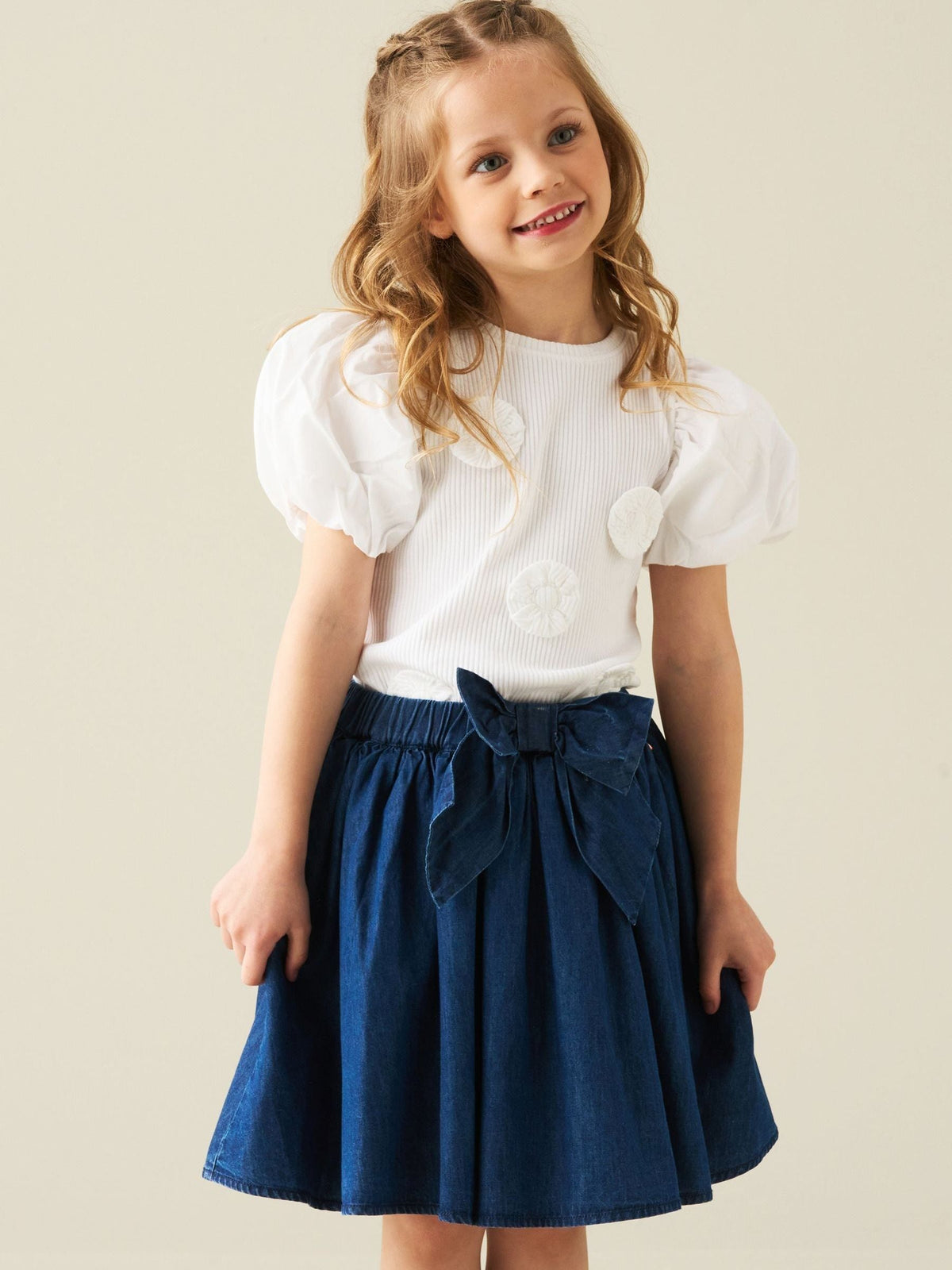 Dsiney Kidz - Angel & Rocket White Agatha Rib Puff Sleeve T-Shirt image 1