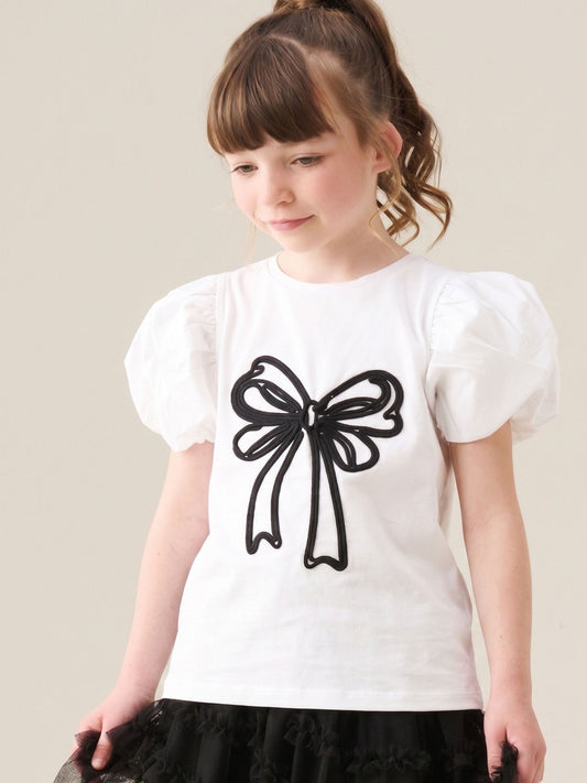 Dsiney Kidz - Angel & Rocket White Aofie Bow Embellished T-Shirt image 1
