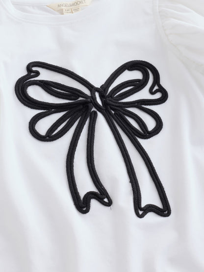 Dsiney Kidz - Angel & Rocket White Aofie Bow Embellished T-Shirt image 6