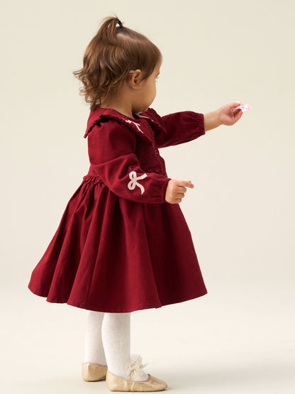 Dsiney Kidz - Angel & Rocket Burgundy Edie Smock Yoke Collared Dress image 2