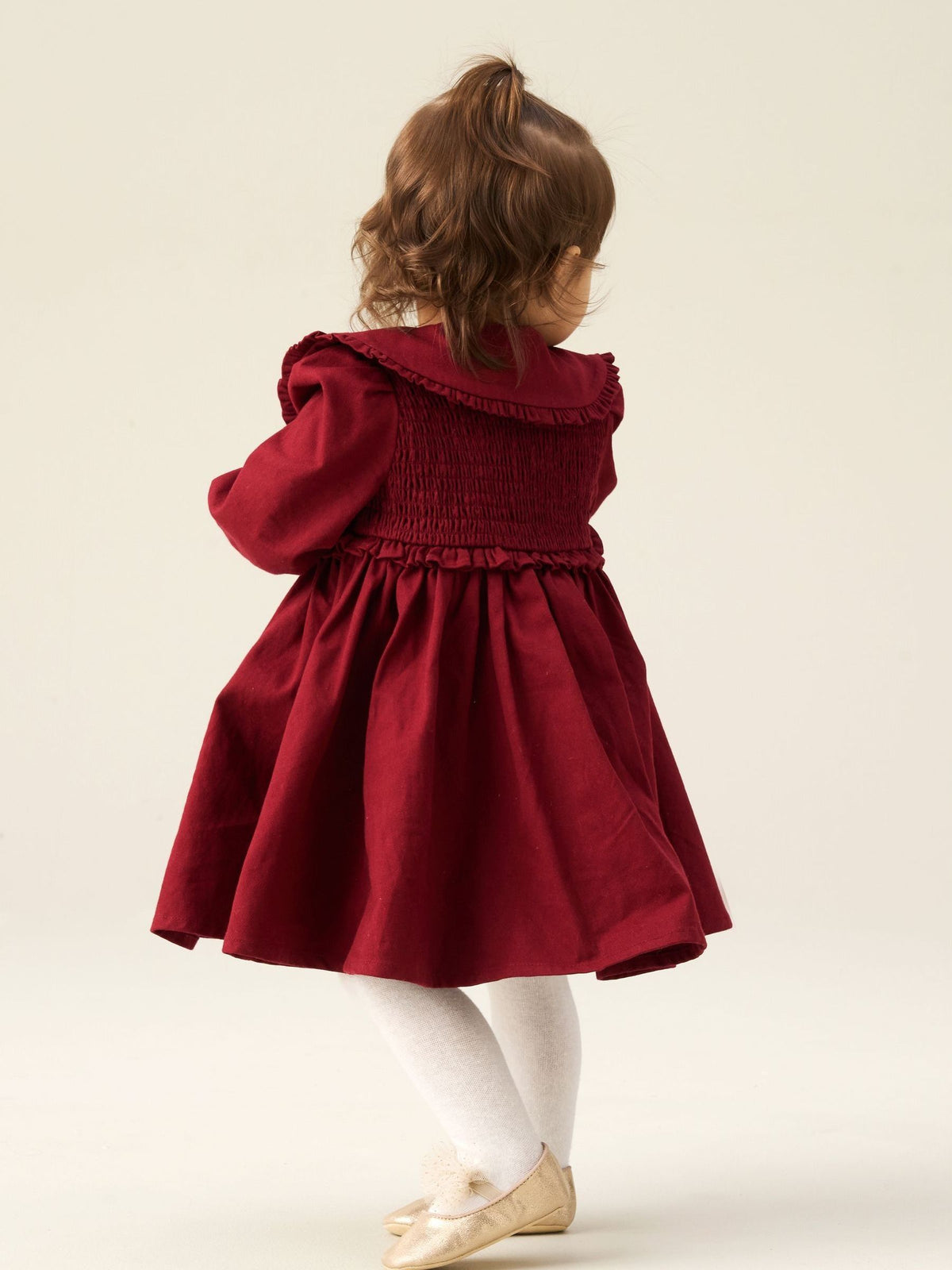 Dsiney Kidz - Angel & Rocket Burgundy Edie Smock Yoke Collared Dress image 3