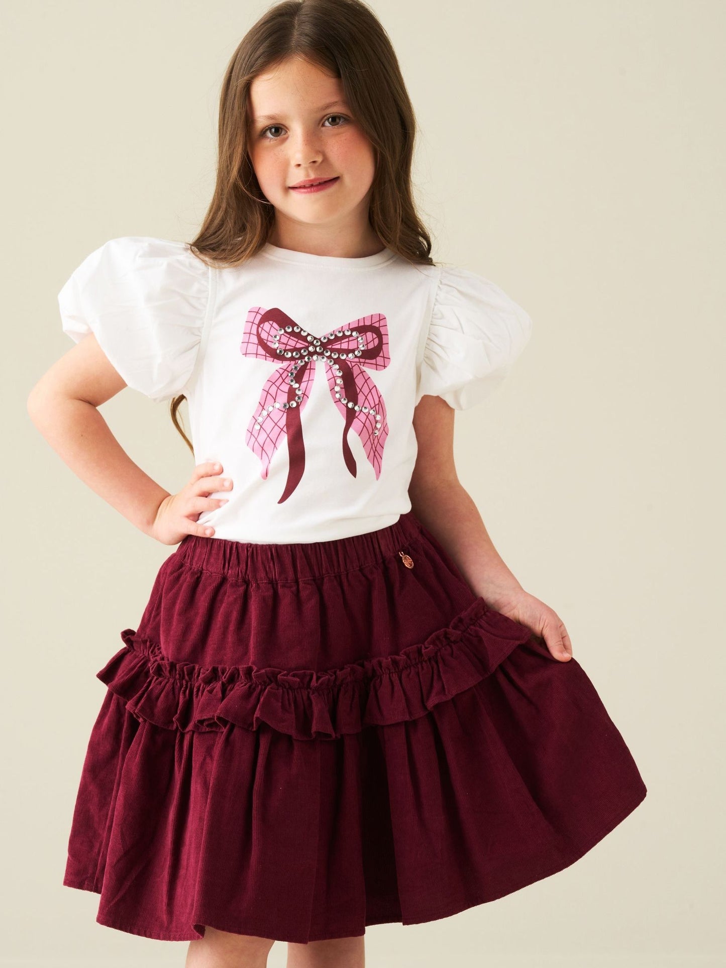 Dsiney Kidz - Angel & Rocket White Mia Puff Sleeve Bow Top image 1
