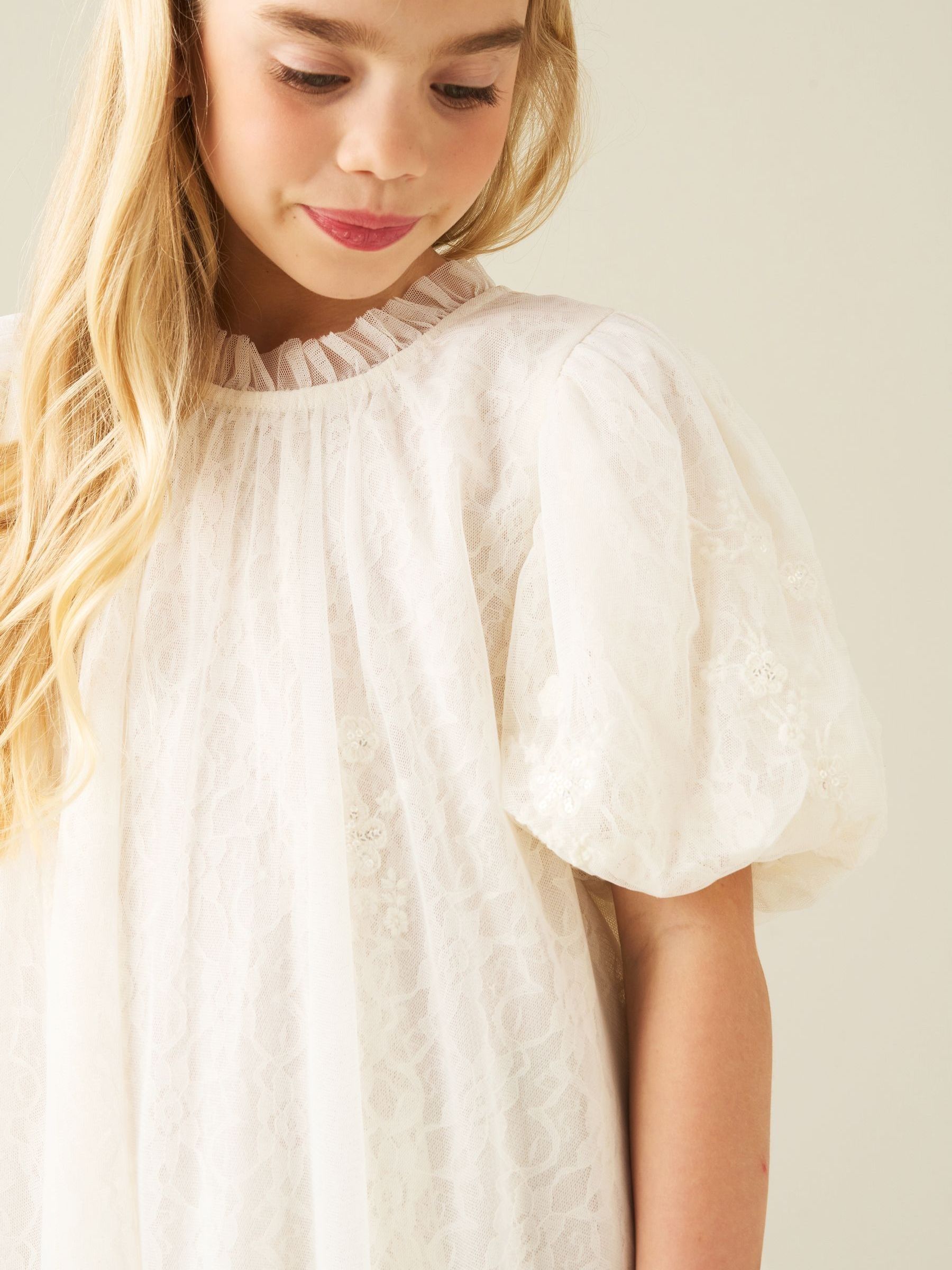 Dsiney Kidz - Angel & Rocket White Marcella Embroidered Mesh Dress image 4