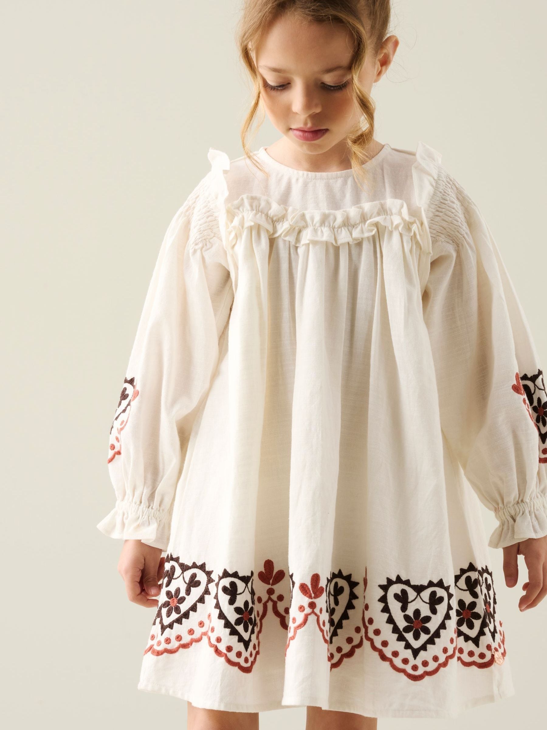 Dsiney Kidz - Angel & Rocket White Kaila Embroidered Ruffle Yoke Dress image 4