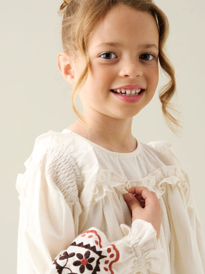 Dsiney Kidz - Angel & Rocket White Kaila Embroidered Ruffle Yoke Dress image 6