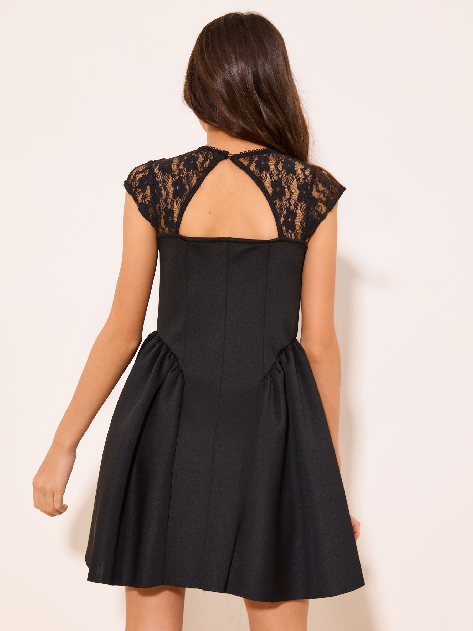 Lipsy Black Lace Detail Scuba Dress (5-16yrs) image 4