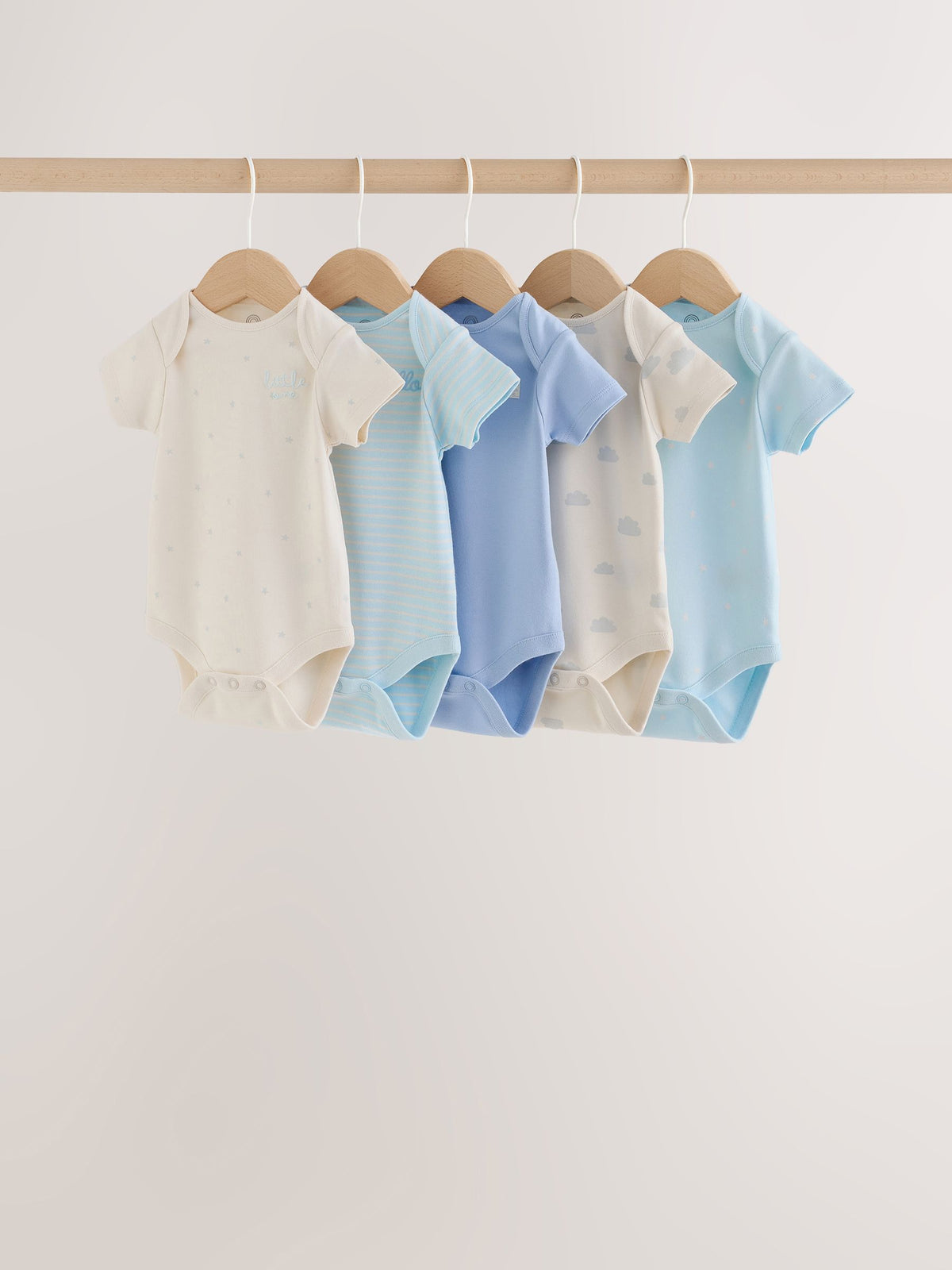 Pale Blue Cloud Short Sleeve Baby Bodysuits 5 Pack - image 1