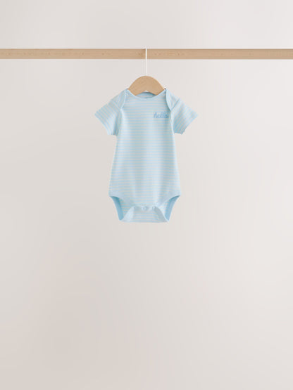 Pale Blue Cloud Short Sleeve Baby Bodysuits 5 Pack - image 3