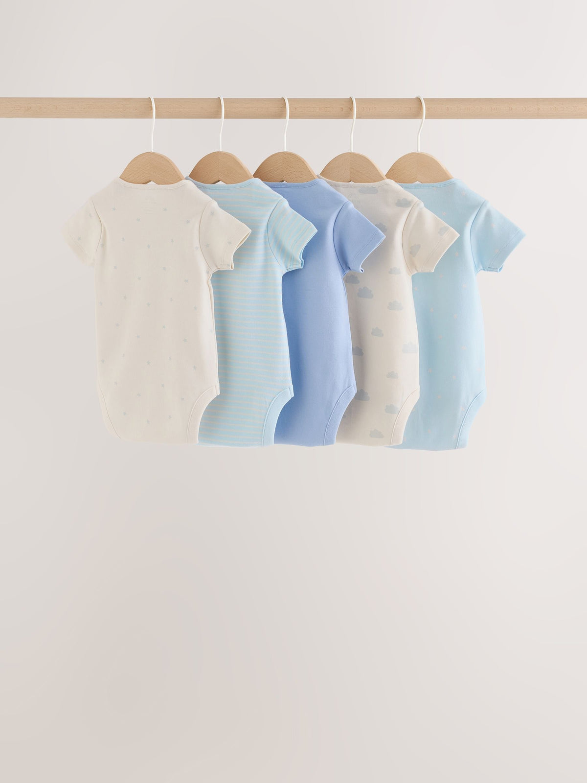 Pale Blue Cloud Short Sleeve Baby Bodysuits 5 Pack - image 7