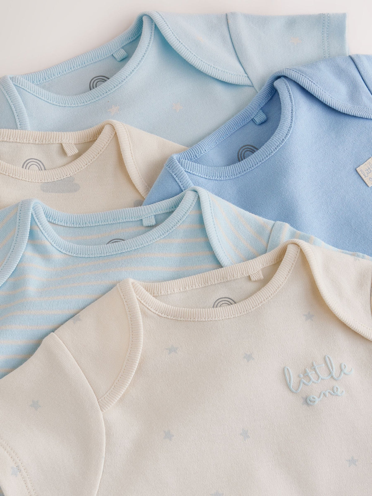 Pale Blue Cloud Short Sleeve Baby Bodysuits 5 Pack - image 9