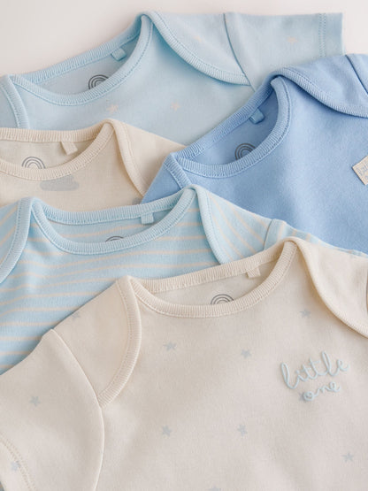 Pale Blue Cloud Short Sleeve Baby Bodysuits 5 Pack - image 9
