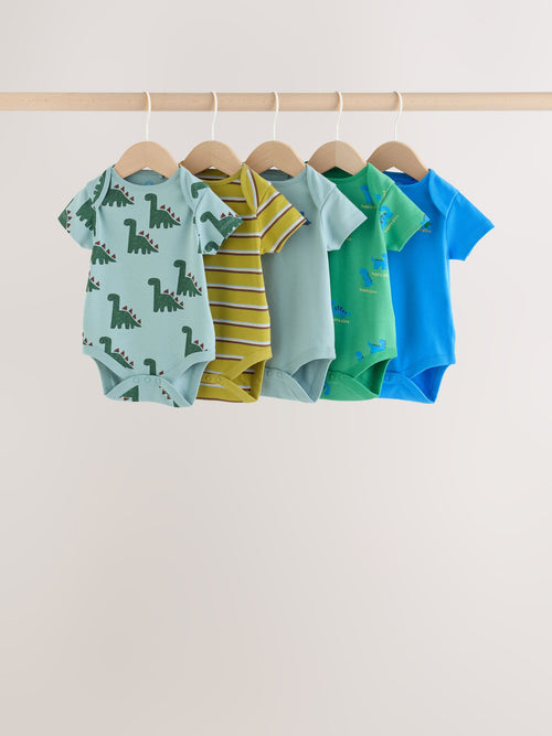 Dsiney Kidz - Green Dinosaur Short Sleeve Baby Bodysuits 5 Pack image 1