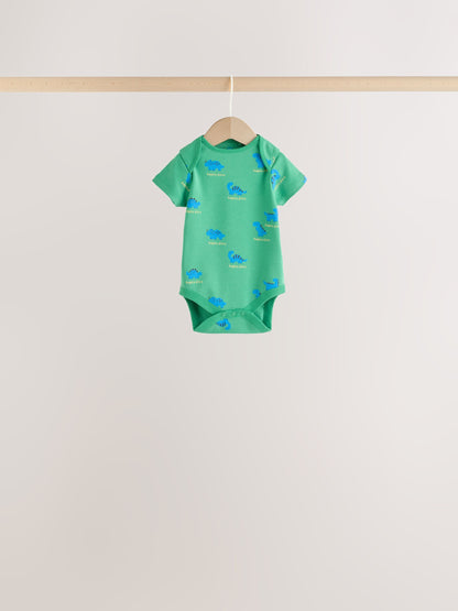 Dsiney Kidz - Green Dinosaur Short Sleeve Baby Bodysuits 5 Pack image 5