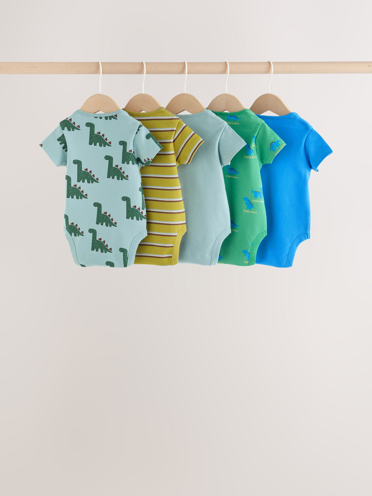 Dsiney Kidz - Green Dinosaur Short Sleeve Baby Bodysuits 5 Pack image 7