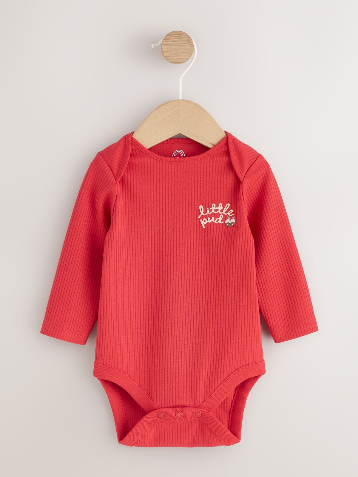 Red Little Pud Christmas Long Sleeve Baby Bodysuit - image 1