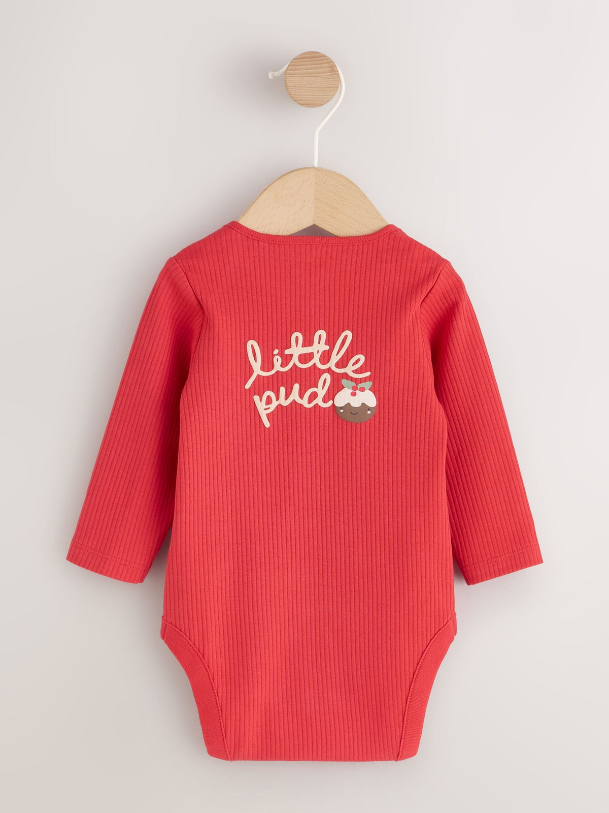 Red Little Pud Christmas Long Sleeve Baby Bodysuit - image 2