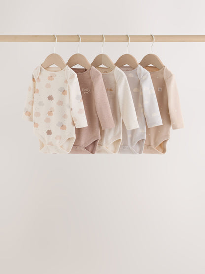 Neutral Cloud Long Sleeve Baby Bodysuits 5 Pack - image 1