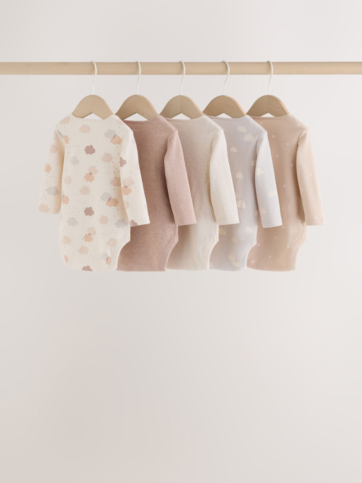 Neutral Cloud Long Sleeve Baby Bodysuits 5 Pack - image 2