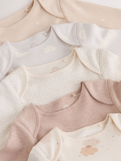 Neutral Cloud Long Sleeve Baby Bodysuits 5 Pack - image 9