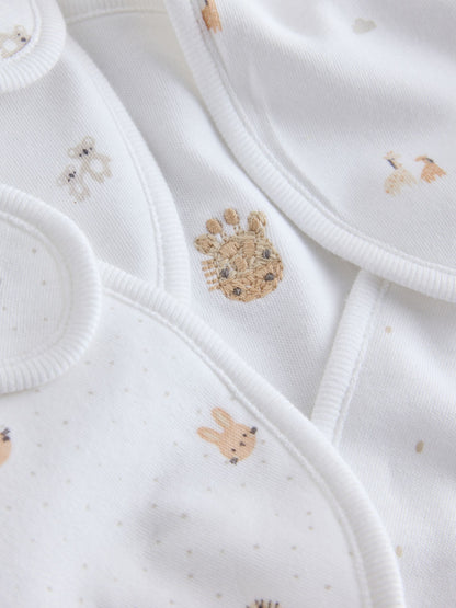 White Mini Safari Animals Baby Bibs 5 Pack - image 8