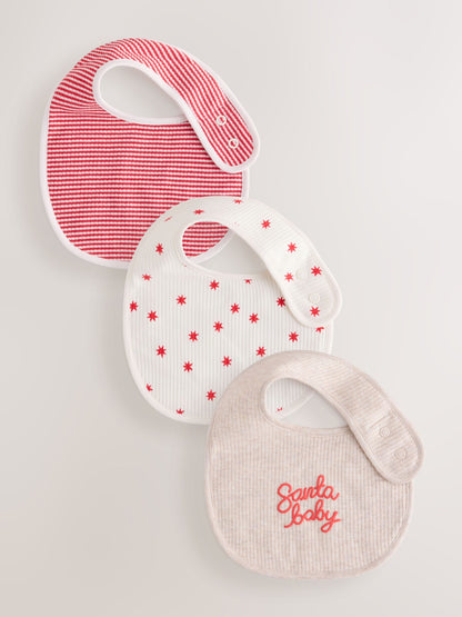 Red/White Christmas Baby Bibs 3 Pack - image 1