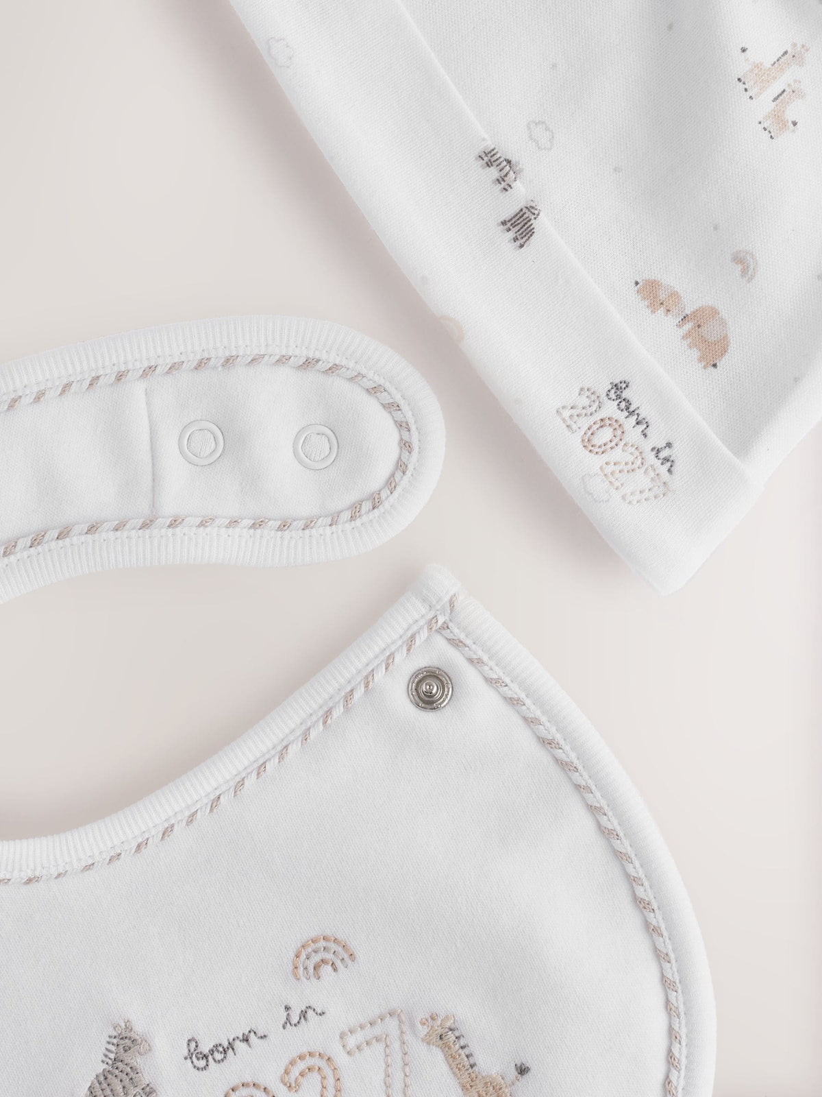 White Born in 2027 Hat and Bib Set (0-12mths) - image 5