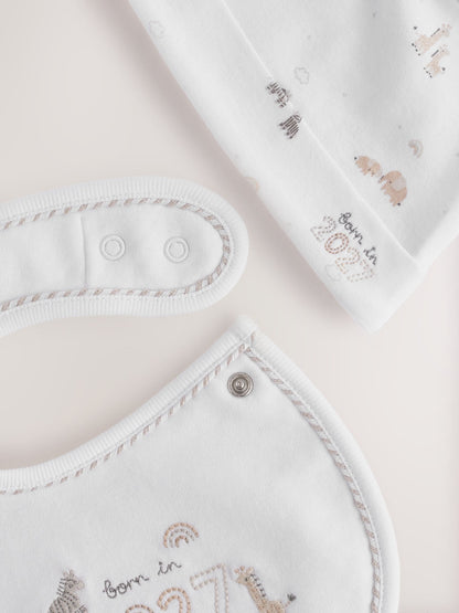 White Born in 2027 Hat and Bib Set (0-12mths) - image 5